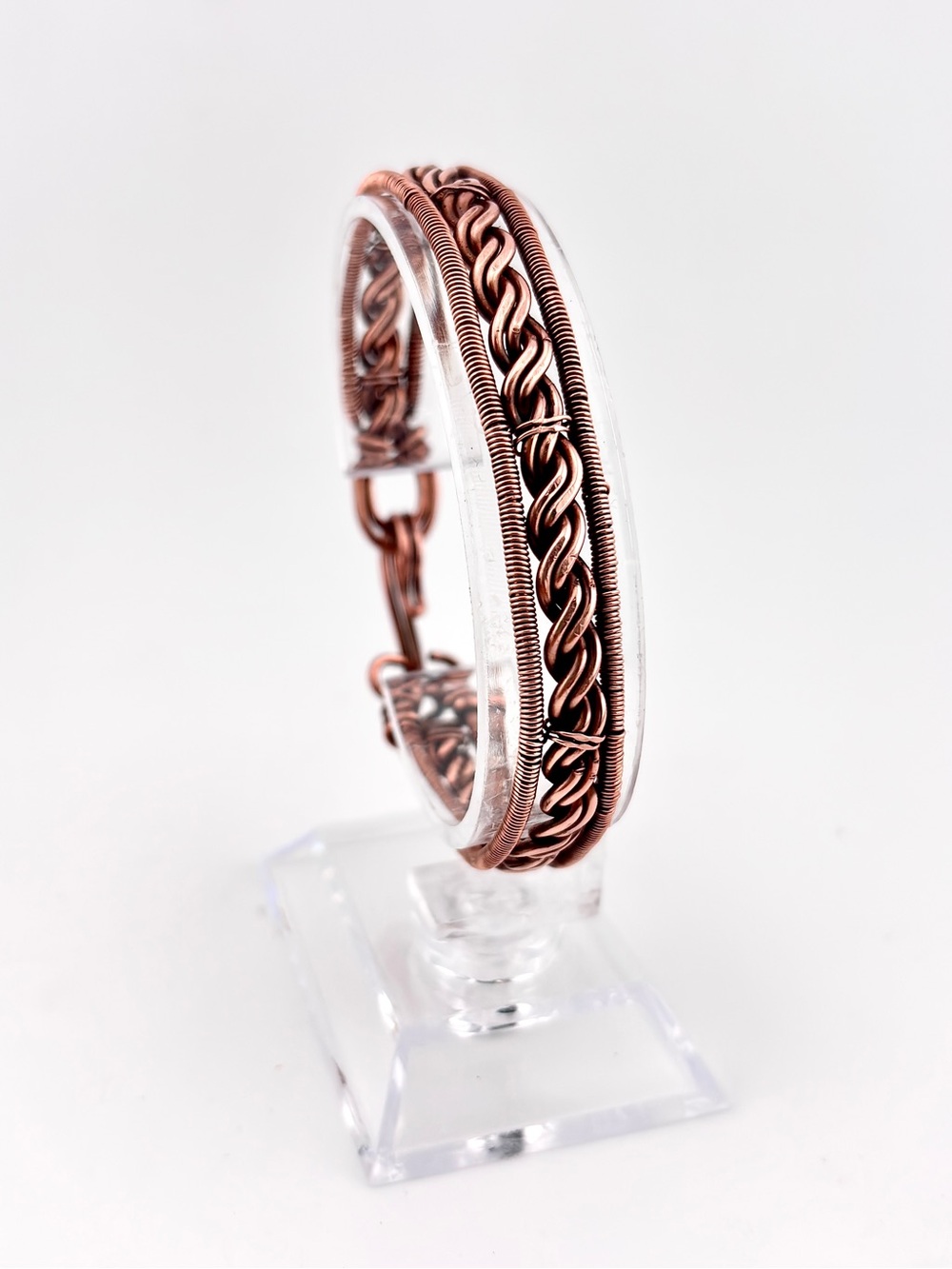 HANDMADE Copper Wire Wrapped Bracelet, Artisan Boho Chic Jewelry Unisex Gift